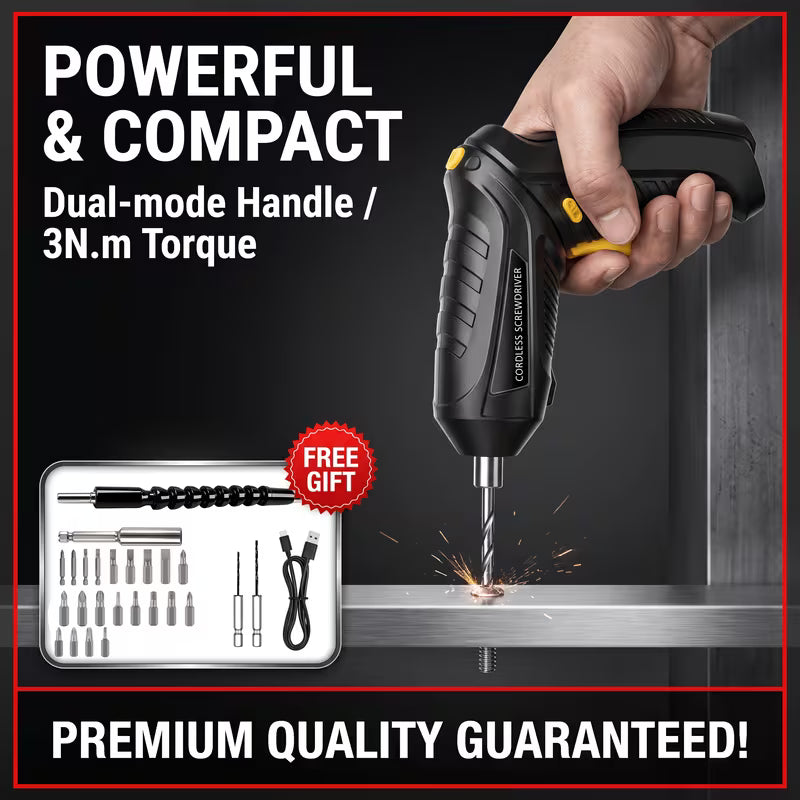 A Multi-piece Electric Rotary Screwdriver Set, Suitable for Both Straight and Curved Applications