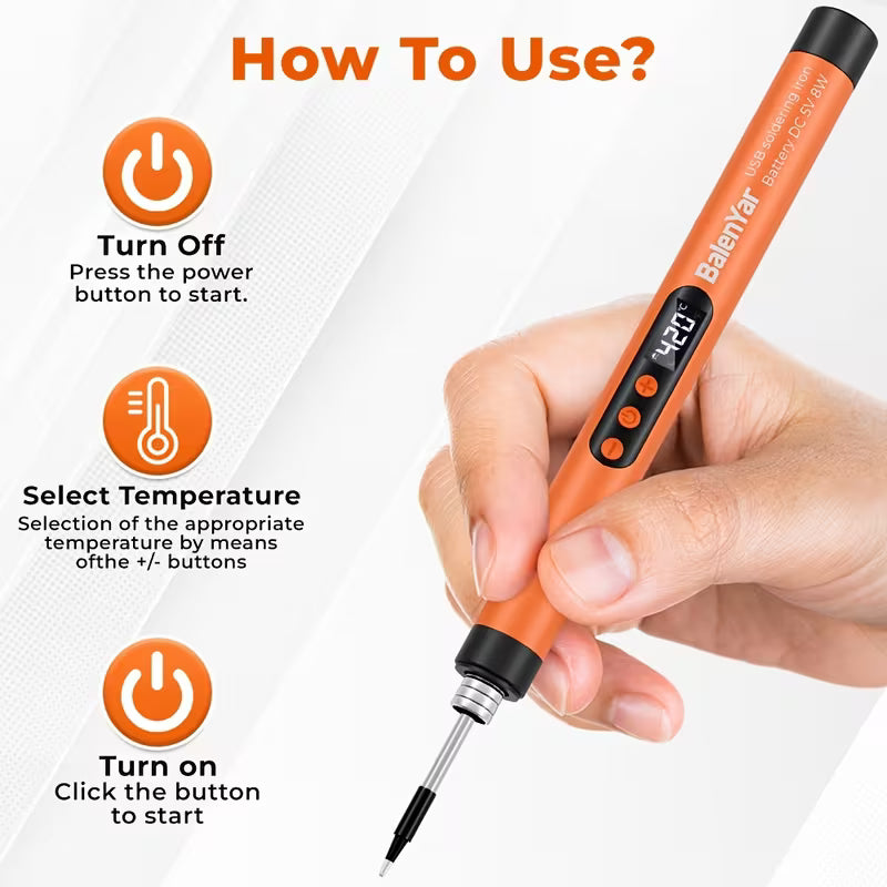 BalenYar USB Portable Mini Digital Soldering Gun Kit, Featuring a Digital Display
