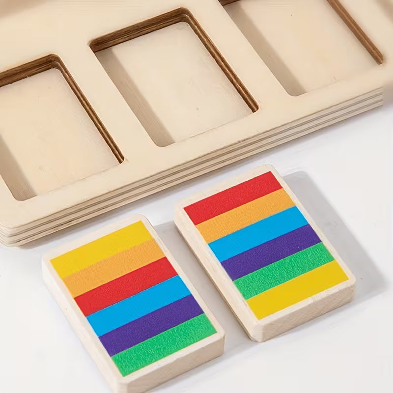 Wooden Stacking Blocks in Various Colors Help Improve Children's