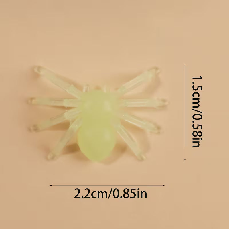 Halloween Home Decor Statue Ornament, Glow-in-the-Dark Plastic Small Spiders, 95pcs/Pack