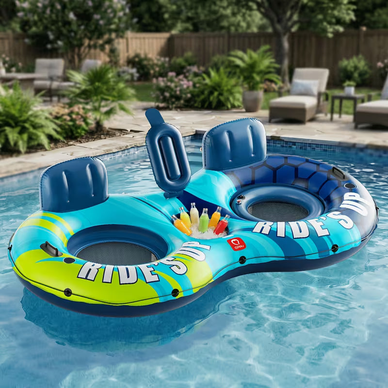93-Inch Dual Person Water Float Tube 660lb Load Bearing Heavy Duty