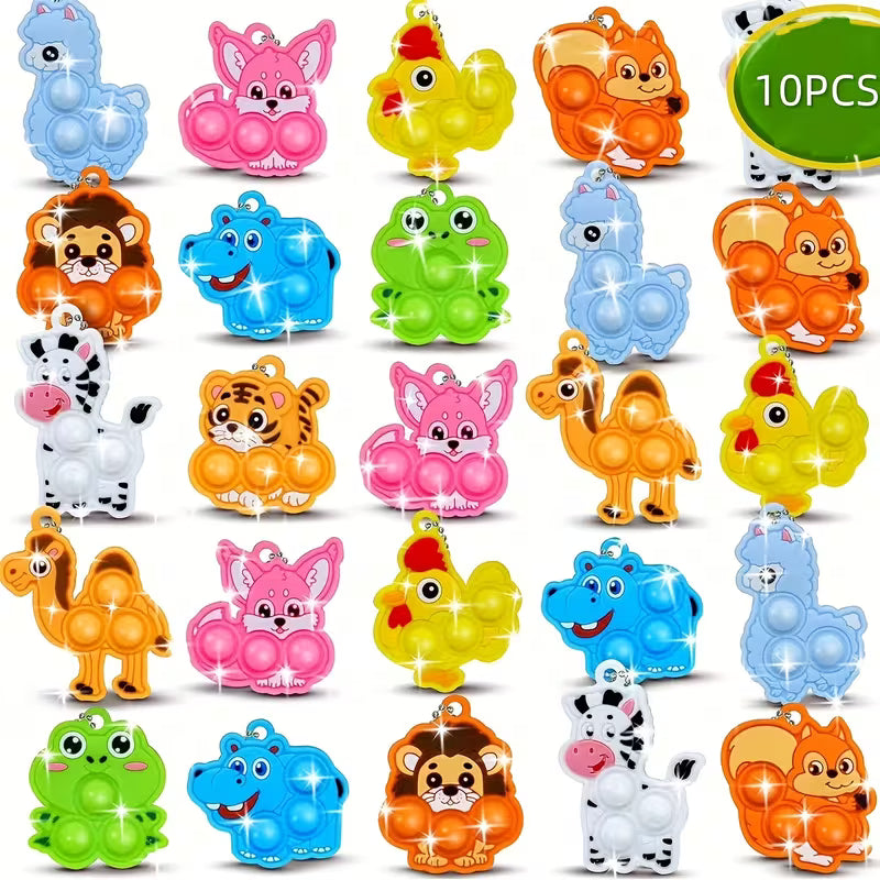 10/20-Piece Animal Pop Fidget Toys Aniaml Fidget Keychain