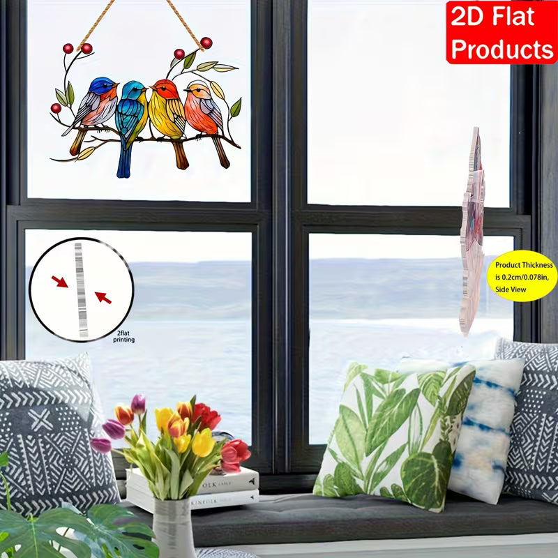 2D Flat, 2D Flat Acrylic Red Bird Window, Acrylic, Red