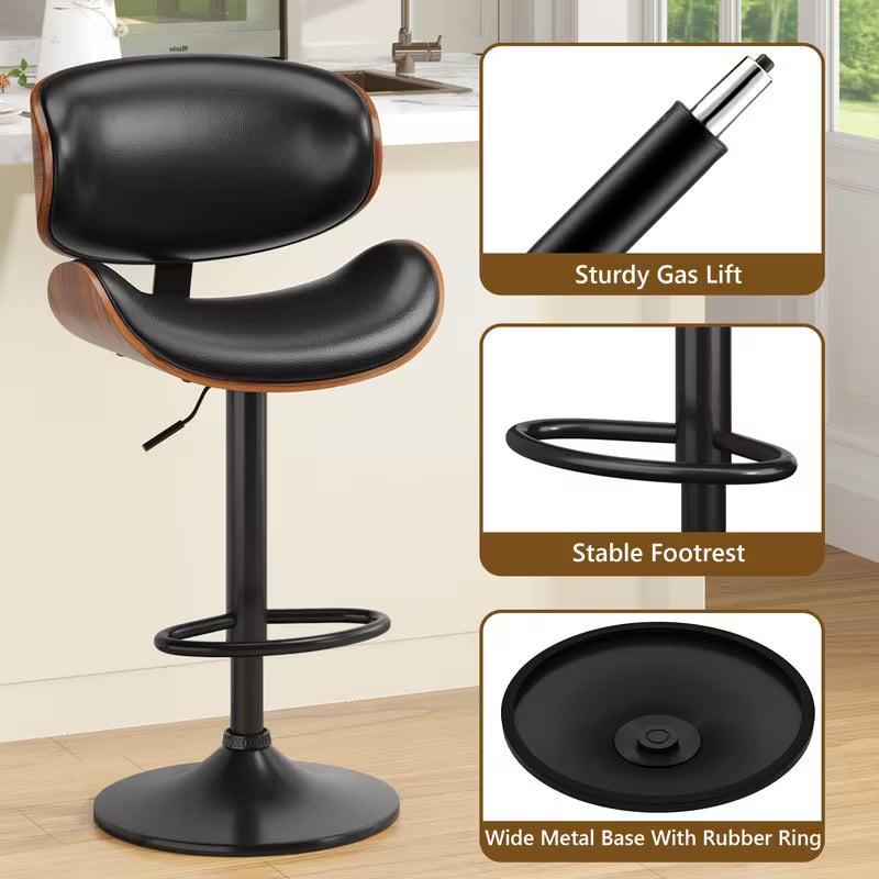 1/2pcs Bar Stools: Adjustable & Swivel Faux Leather Bar Stool