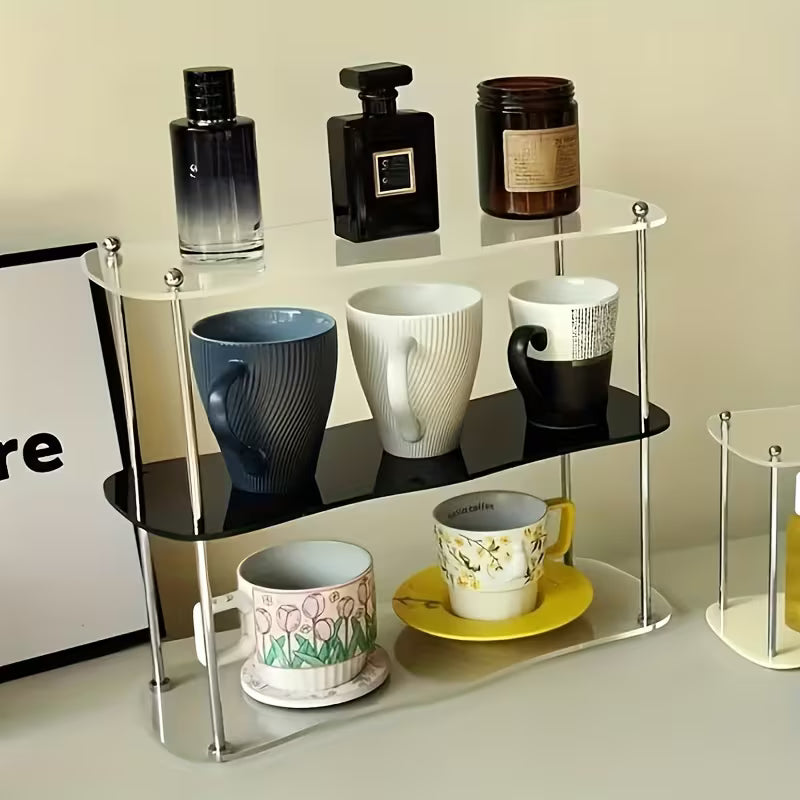 LDQ Detachable Acrylic Desktop Shelf - Stylish Two-Tier, Acrylic