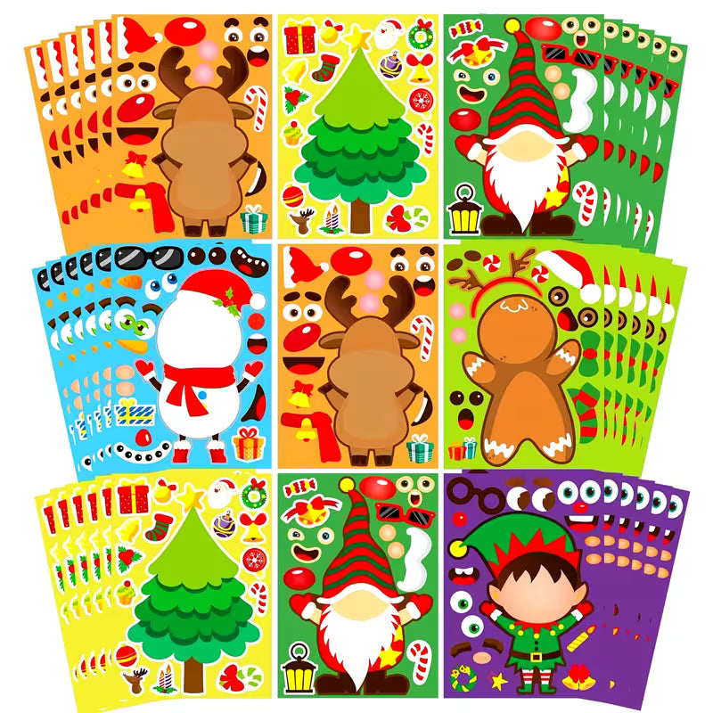 Stickers for a Christmas Party Game Where Kids Can Create Faces