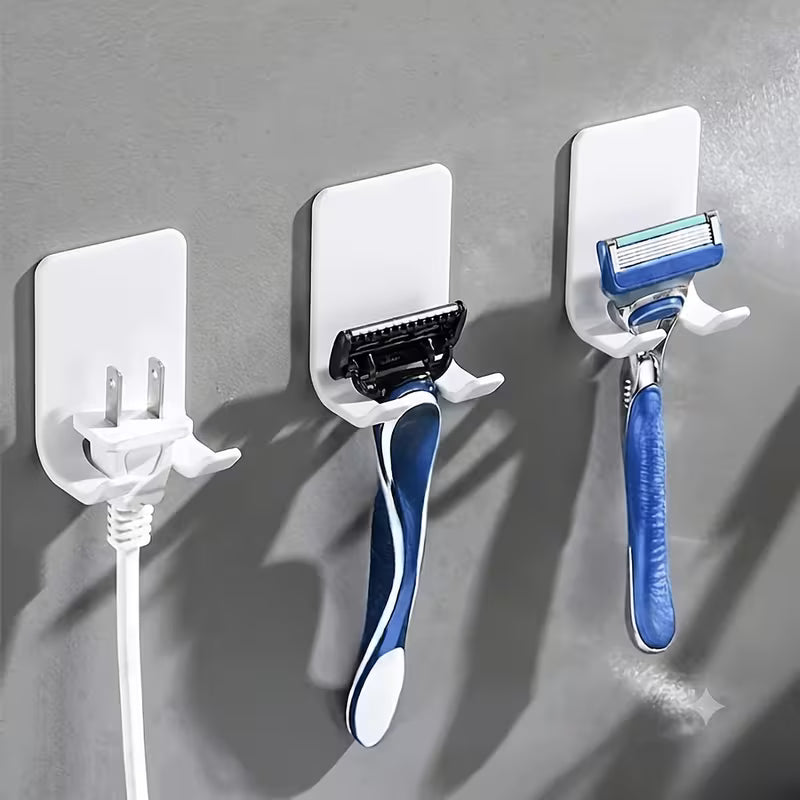 Black 3pcs Bathroom Beauty Essential Hole Non Puncture Shaver Hook Wall Mounted Storage Rack