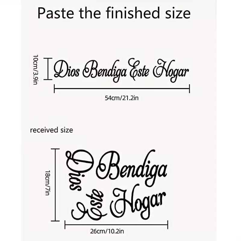 1pc Spanish Blessing Wall Sticker "Dios Bendiga Este Hogar" with Religious Meaning, Living