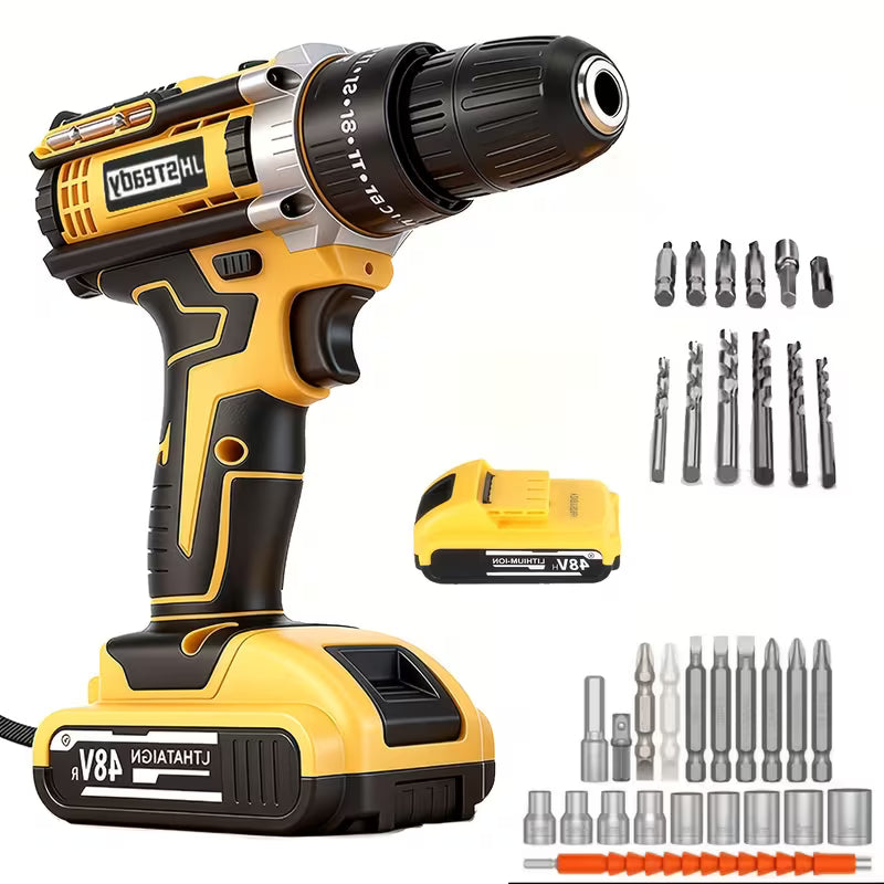 21V 58/126pcs/149pcs Cordless Impact Drill Kit with 20 Plus 3 Torque Settings 45Nm Max Torque Built