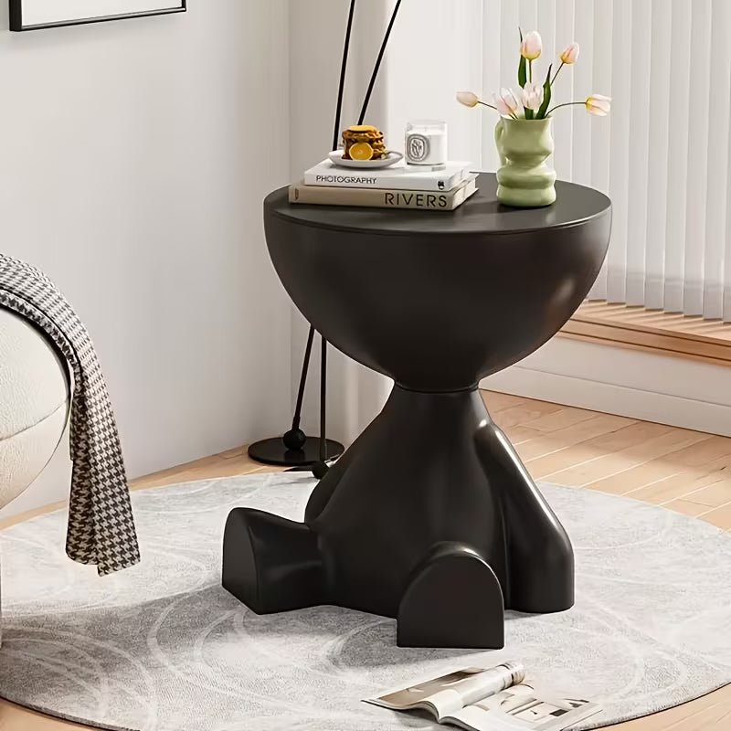 1pc Modern Creative Bear-shaped Plastic Bedside Table, Multifunctional Bedside Table, Easy
