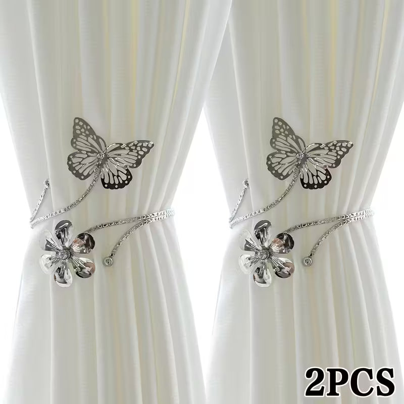Modern Golden & Silvery Butterfly & Floral Metal Set, Metal, Golden