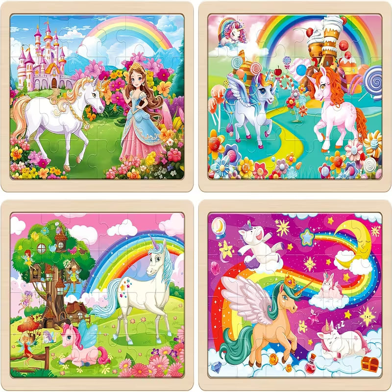 Large Unicorn Princess Fairy Wooden Puzzles for Girls Gift Box