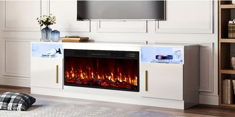 70" Fireplace Tv Stand with 36 Inch Fireplace Up to 80" Tvs