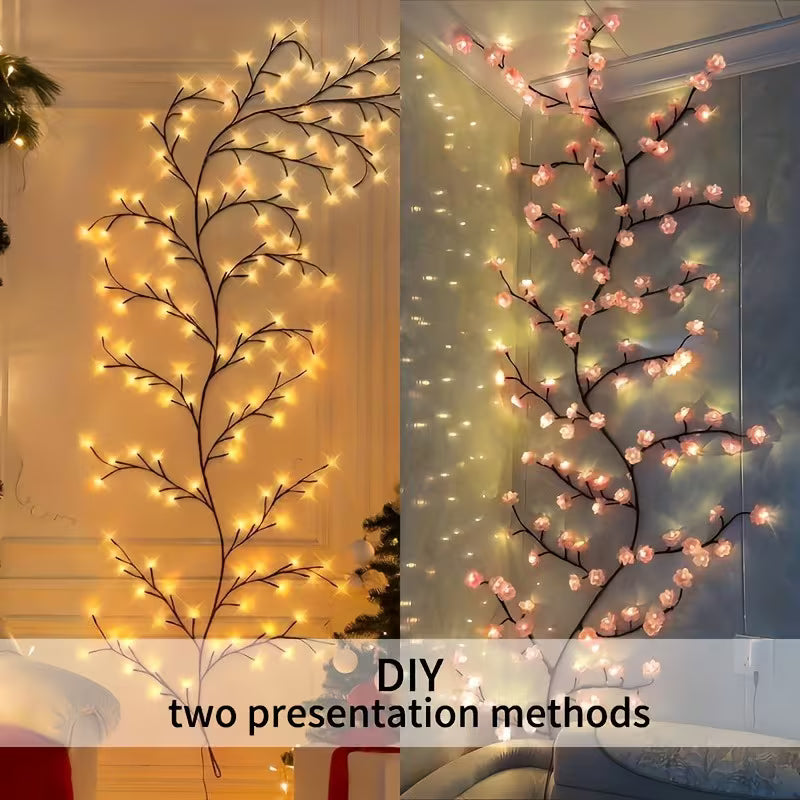 96 LED Cherry Blossom Lights - 48 Bulbs & 48 Flowers - USB Powered with 8 Modes - Indoor