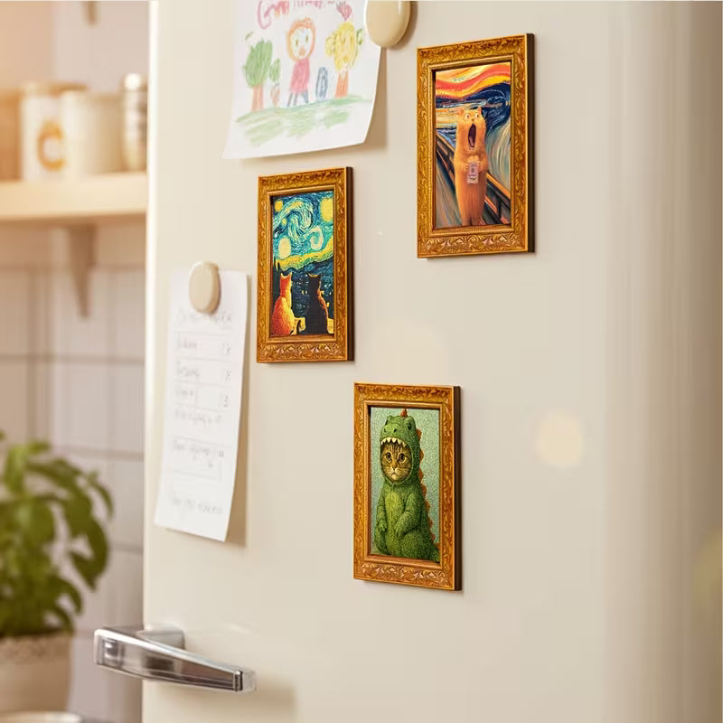 Van Gogh Starry Night Fridge Magnets - 1pc Wood Decorative Kitchen Magnets