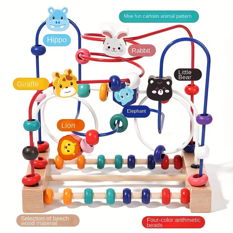 Cupid 3-Line Animal Bead Toy Preschool Education Puzzle Toy Hand-eye