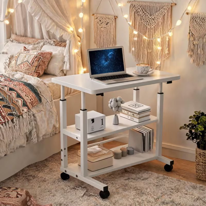 Extra-large Three-tier Wheeled Office Computer Desk, 23.62inch/31.5inch/47.24inch