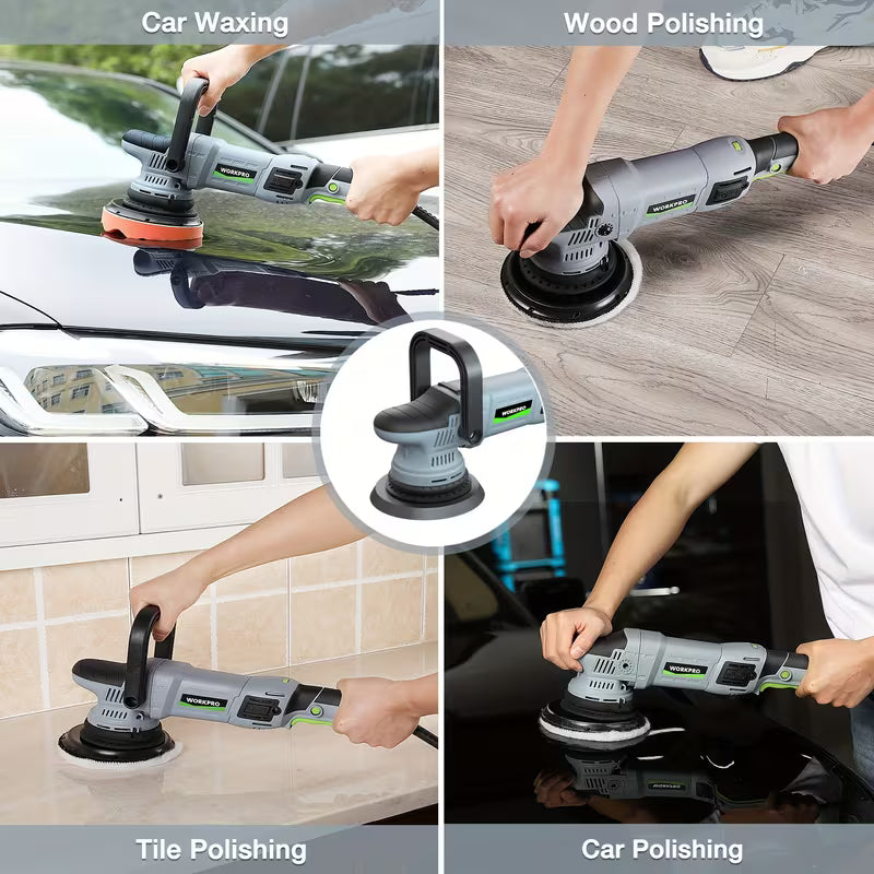 WORKPRO Buffer Polisher, 6-inch 1080W Dual Action Random Orbital Polish Kit for Car Detailing