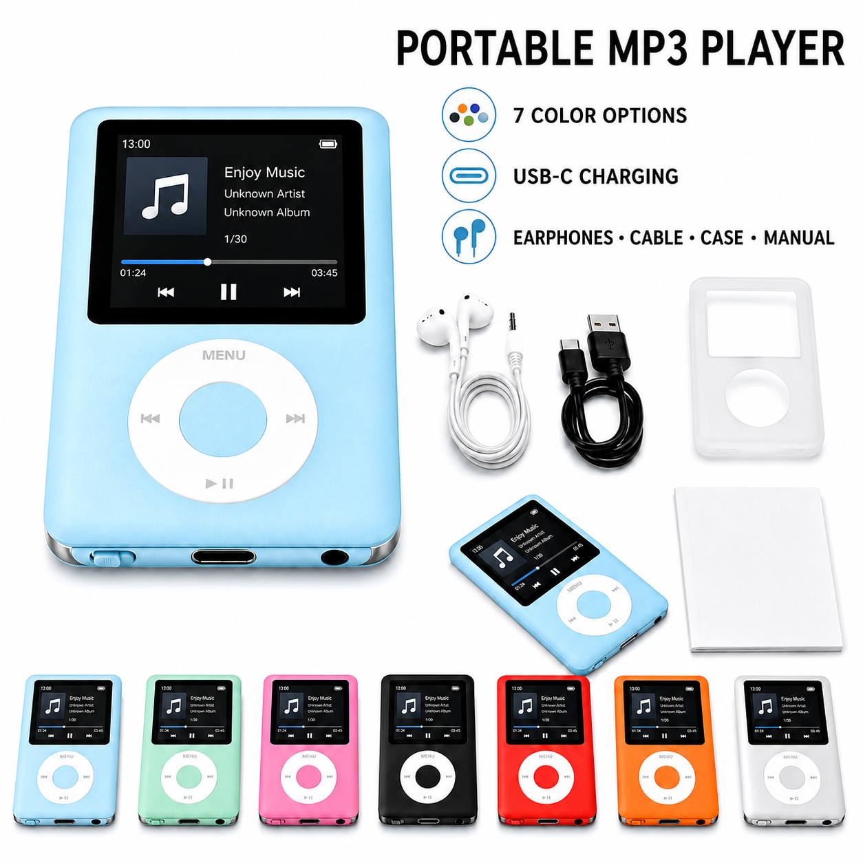 MP3 Music Player with 1.8" Screen, 4GB Built-In, Portable Audio