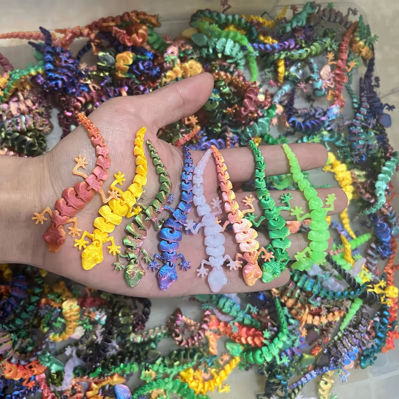 3D Printed Small Geckos, Length 9cm, PLA Material Set, Random Color