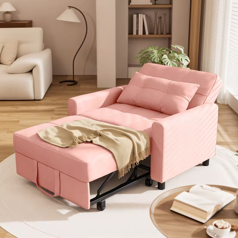 Asofer Convertible Sofa Chair 3-in-1, Adjustable Sleeper Chair Pullout Sofa Bed With Pillows