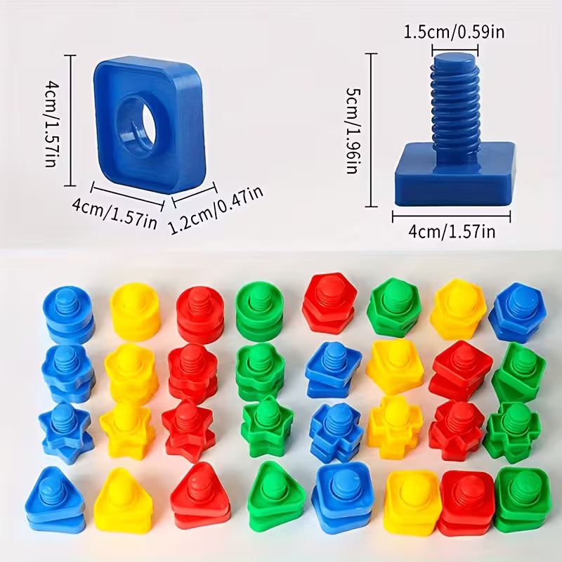 40-Piece/20 Pairs Screw and Nut Building Blocks Toy Plastic