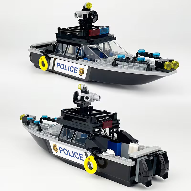 Fast Boat Model Building Blocks, Street View Decoration Boat Model Set
