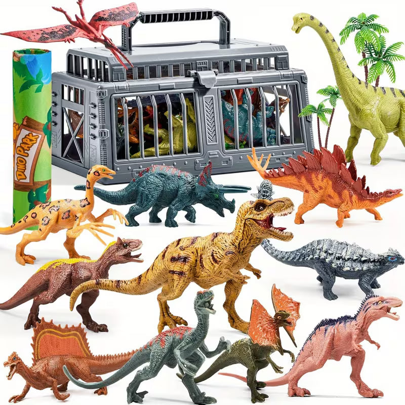 19-Piece Dinosaur Toys for Kids Ages 3+ with Activity Play Mat