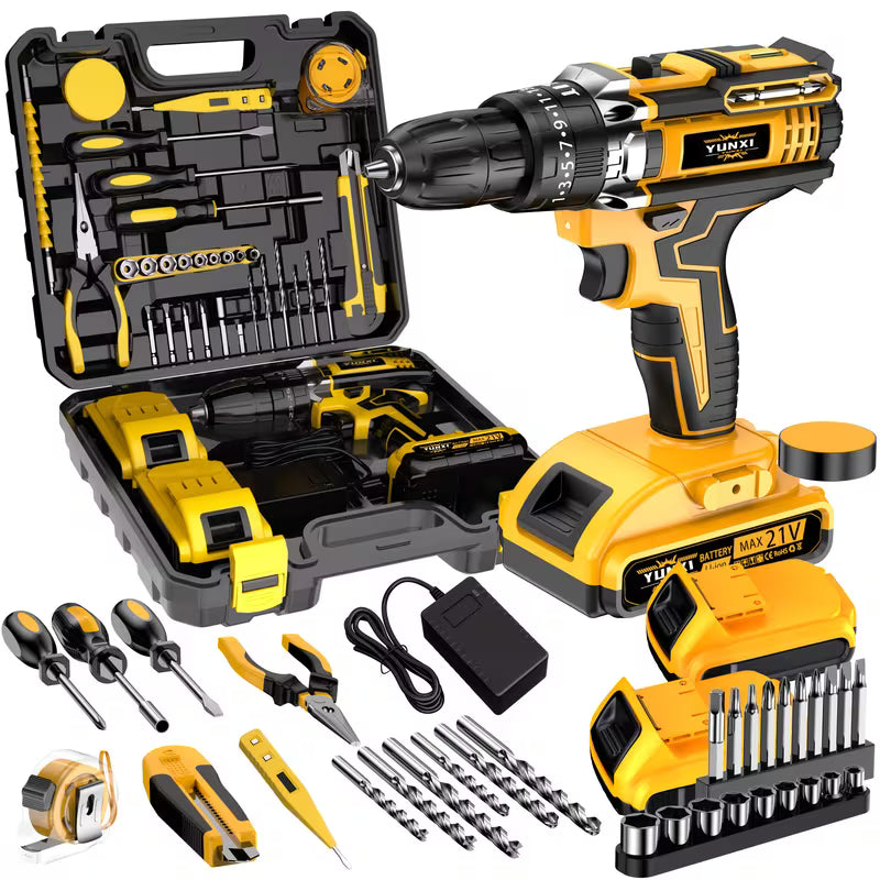 The New Rechargeable Drill, Household Drill, Cordless Power Tool with Lithium Battery