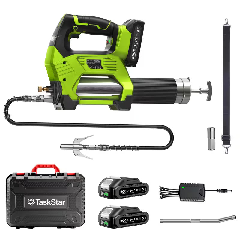 TaskStar 12000PSI Cordless Electric Grease Gun - Brushless Motor, 3-Speed Control