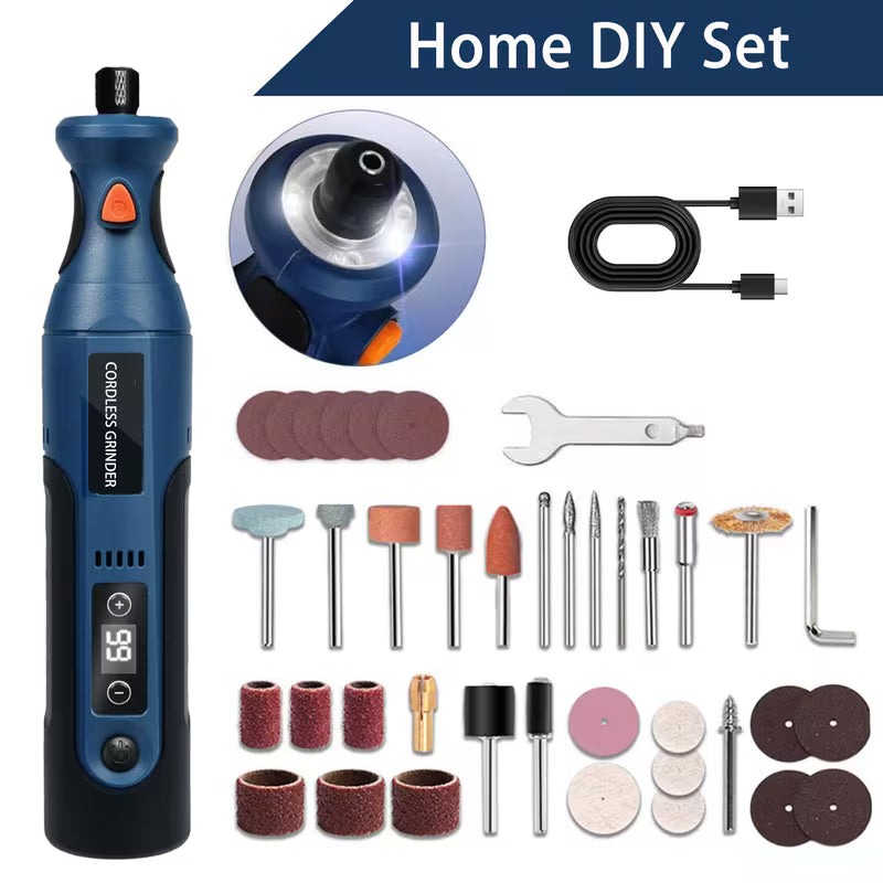 RANKSEA Cordless Rotary Tool Kit Mini, 7.4V 12-Speed USB- Cordless Drill/Grinder/Polisher/Sander