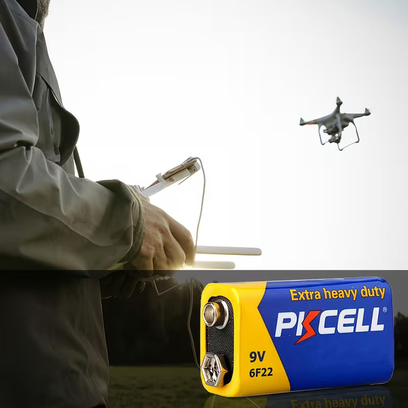 PKCELL 9V Detector Battery, Carbon Zinc 6F22 Battery, Extremely Long-Lasting