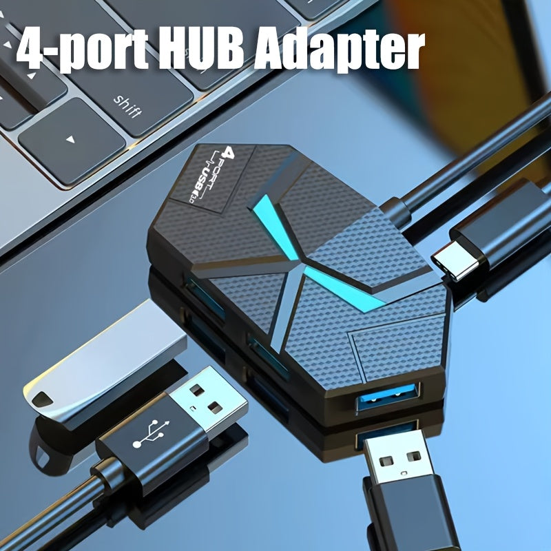 4-Port Colorful Atmosphere Light USB Docking Station High-Speed Splitter Expansion Set