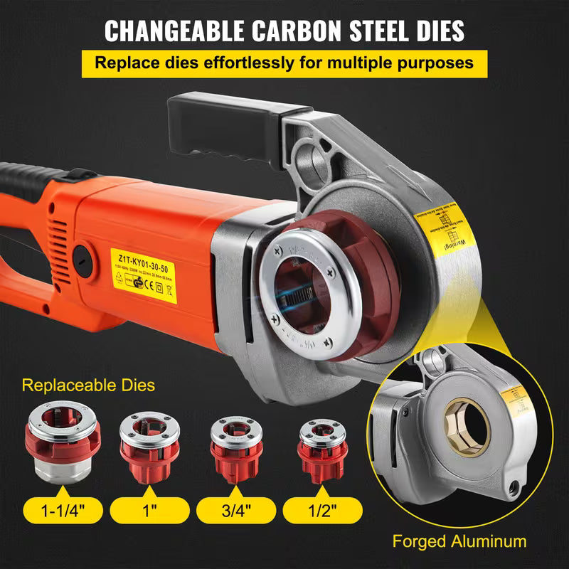 VEVOR Electric Pipe Threader, 2300W Pipe Threading Machine with 4 Dies 1/2" ~1-1/4"/2"