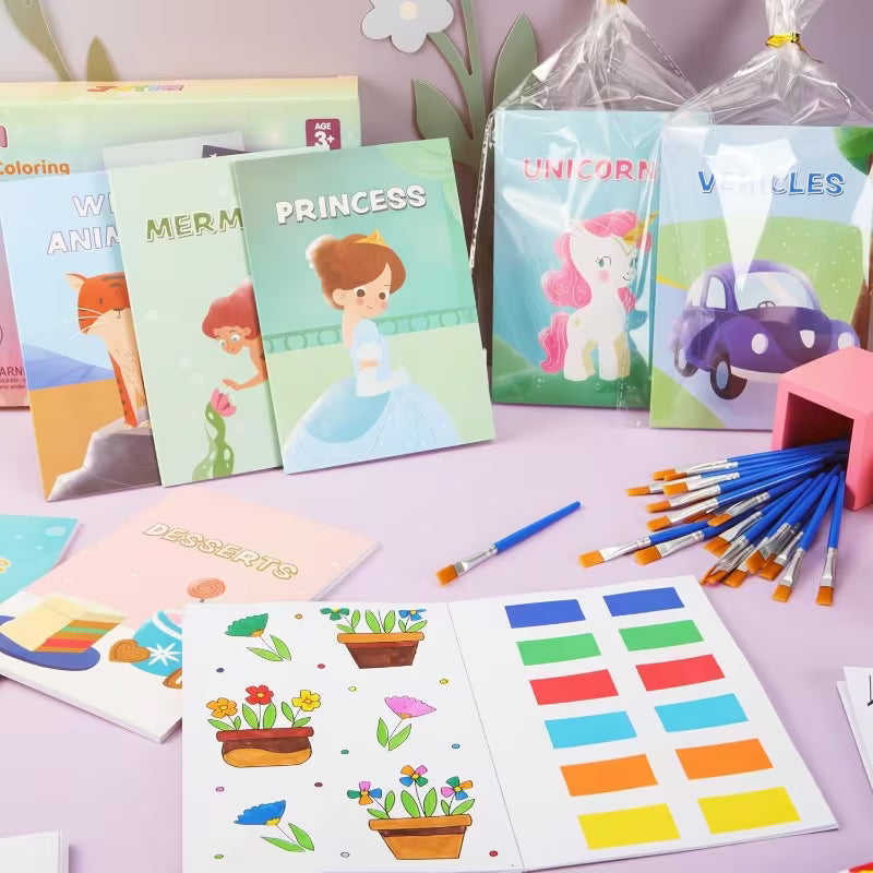 24-Set Water Coloring Books with Pens for Kids