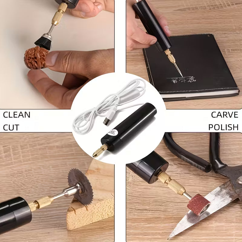 13pcs Drill Bits Mini Electric Drill USB Powered Small Drill Pearl Handcraft Hole Punching