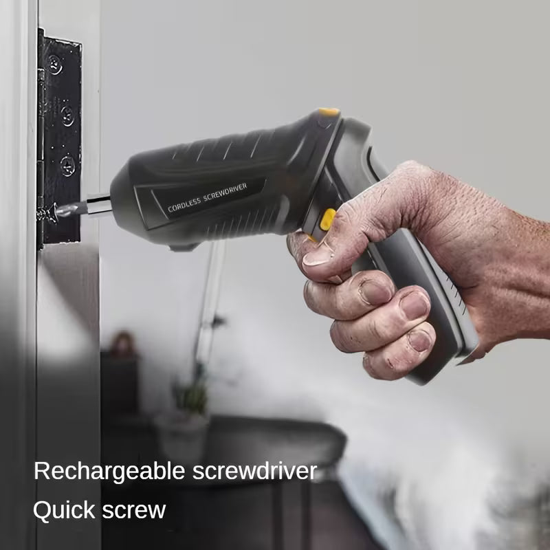 Mini Cordless Electric Drill, Wireless Rechargeable Cordless Screwdriver with LED & Rotating Handle