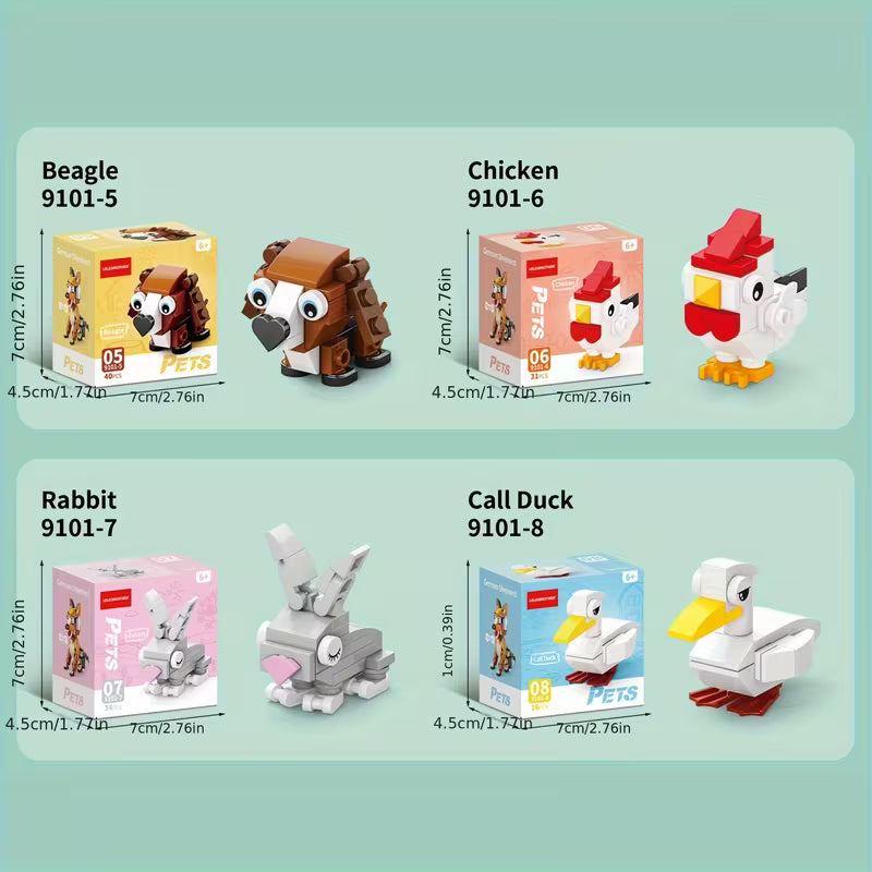 10-In-1 Mini Cute Pet Series Building Block Set