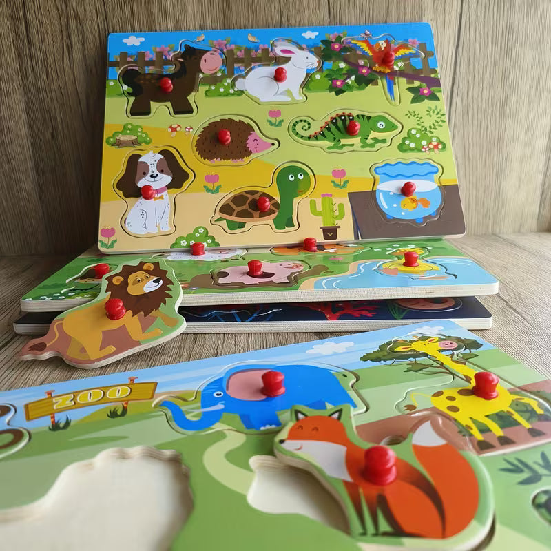 Peg Puzzle Set of 4 32-Piece Wooden