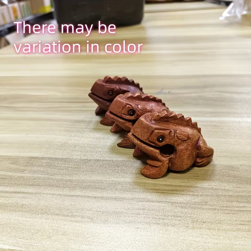 Musical Wooden Singing Frog Statue - Hand-Carved Feng Shui Money Toad with Acoustic Resonance
