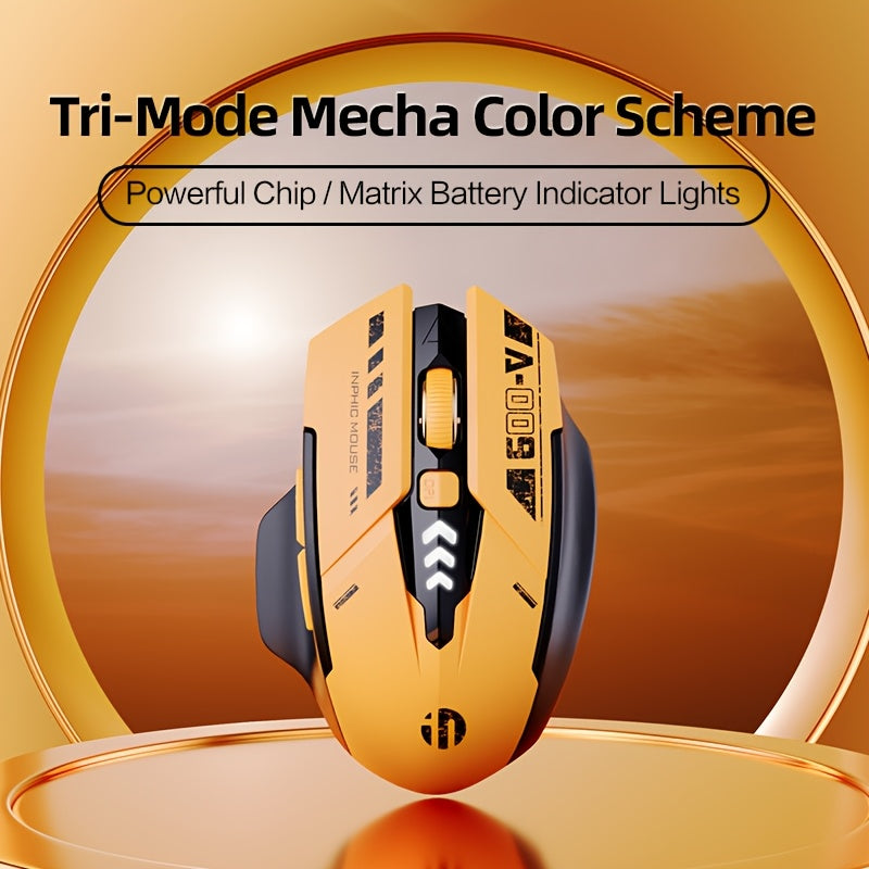 INPHIC A9V2 BT Tri-Mode Wireless Mouse, Silent Clicks, Smart Battery