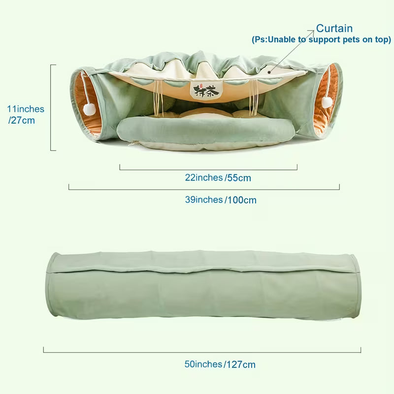 Foldable and Detachable Pet Cat Bed Tunnel Plush