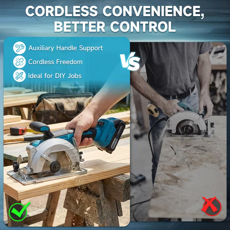 Brushless Circular Saw Kit, 21V, 1/2 Batteries, Charger And Saw Blades Included