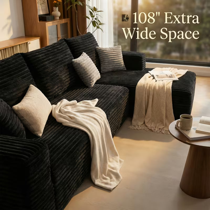 Sectional Sofas for Living Room, Oversized L-Shaped Cloud Couch Sofa with L-Shape Upholstered