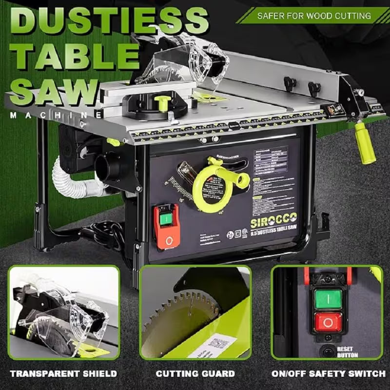 Saw It Dustless-Sirocco Dustless' '8.5-inch Table Saw' 'Up to 98.5 Dust Collection Rate' 'Low