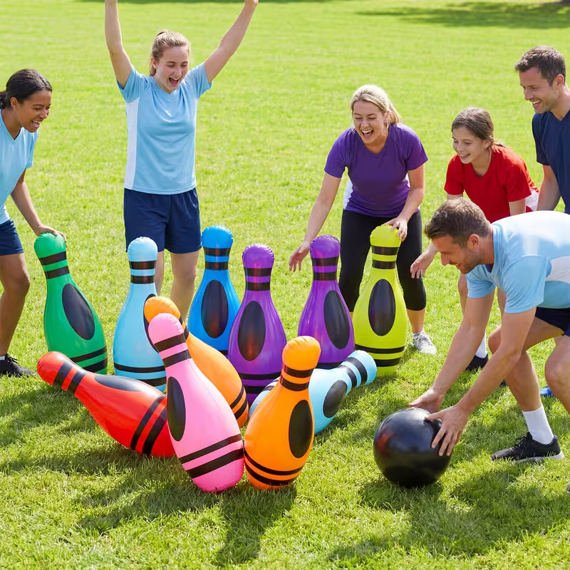 11-Piece Enormous Inflatable Crayon Outdoor Bowling Set