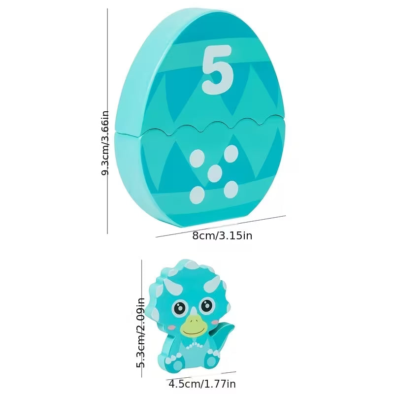 Wooden Dinosaur Egg Color and Number Matching Toy