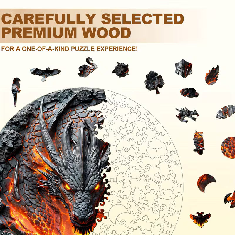 Flame Wall Dragon Wooden Puzzle, Unique Shaped Puzzle Toy, Distinctive, Wooden