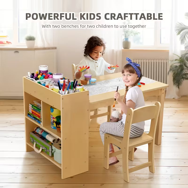 Kids Art Table and 2 Chairs Wooden