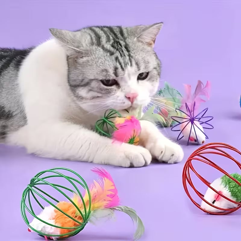 2/9/12/15Pcs Random Color Cage Mice, Random Color Cat Toys, Iron Set, Iron, Random Color